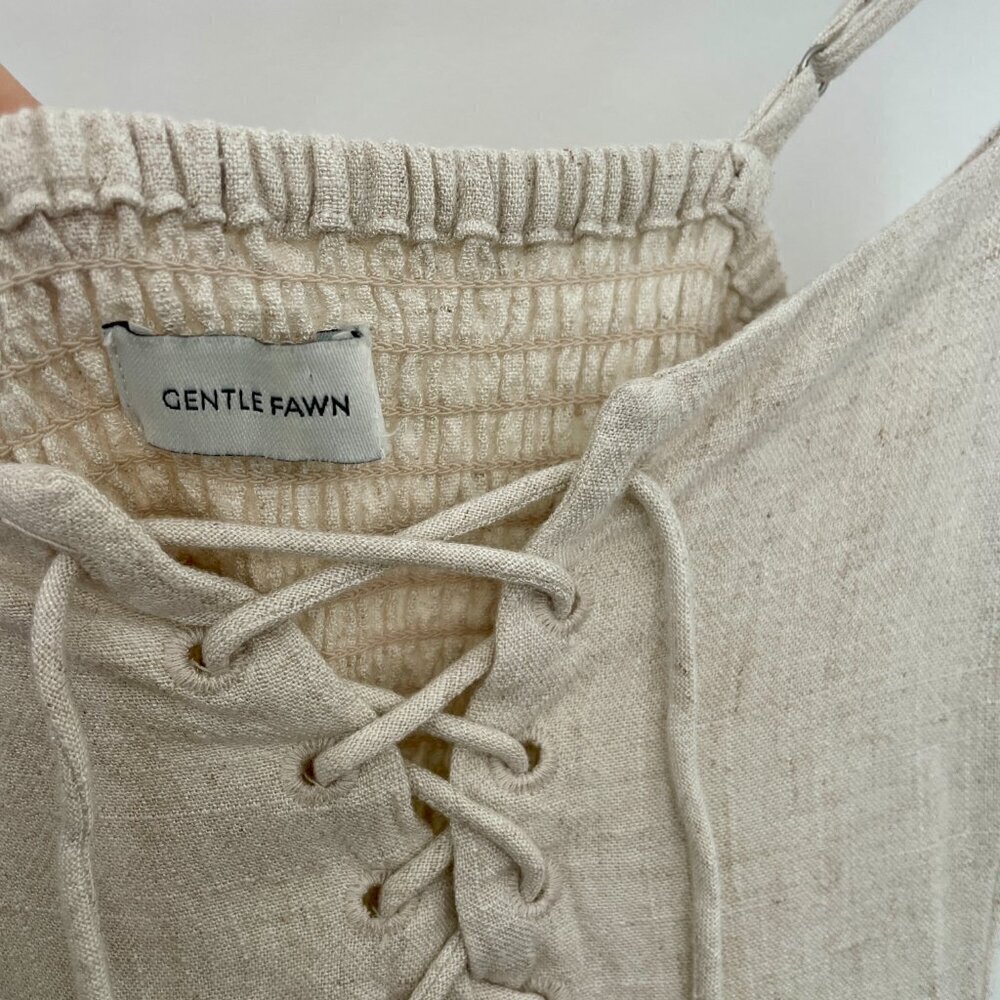Gentle Fawn Wesley Linen Dress Beige XS | Cottagecore Boho Minimalist Chic - Picture 4 of 9
